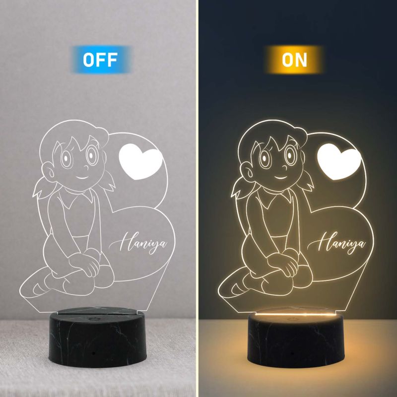 3D Illusion Suzuka Cartoon Night Lamp with Warm White Light Customized with Name Best Gift for Children Girls Boys Gift for Cartoon Lover